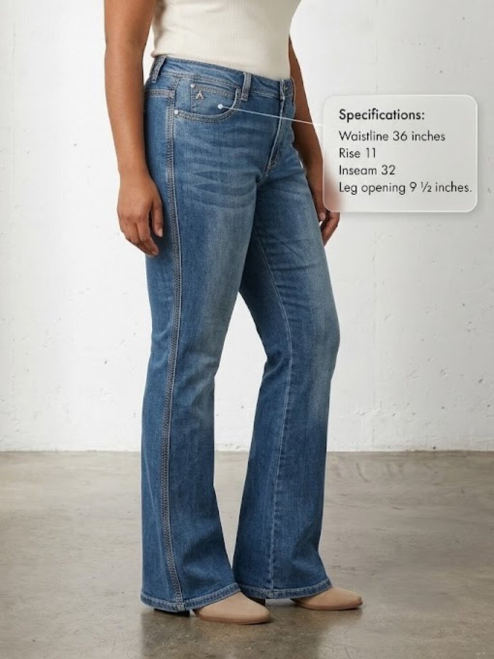 Wrangler Aura Womens Medium Wash Bootcut Jeans 36x32 Slimming Stretch Western